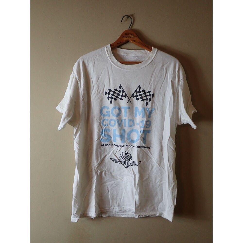 Indianapolis Motor Speedway Covid-19 Shot Motorsports Racing White Large